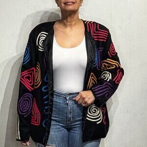 Allure Black Multicolor Vintage Jacket Sz XL